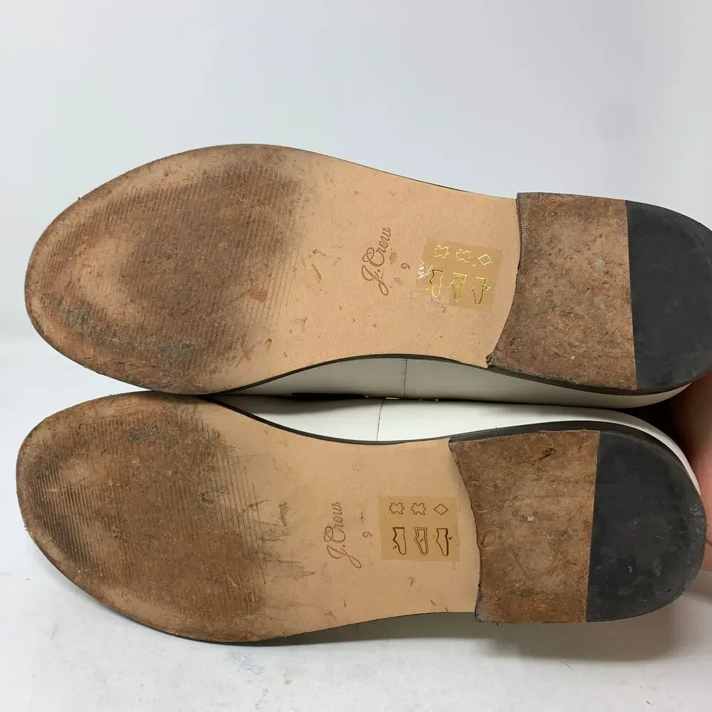 J. Crew Two Tone Classic Leather Loafers Womens Size 9 Cream Black Slip On